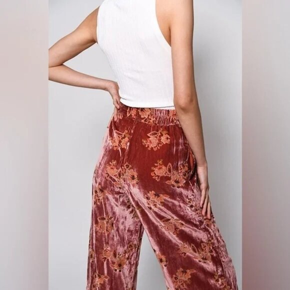 NEW Hutch Anthro Velvet Floral Wide Leg Pants Sz XS - Picture 4 of 16